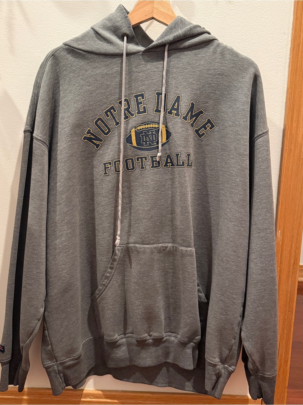 Vintage Gray Notre Dame football hoodie